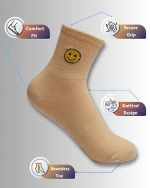 Smiley Cotton Crew Socks - Mikado