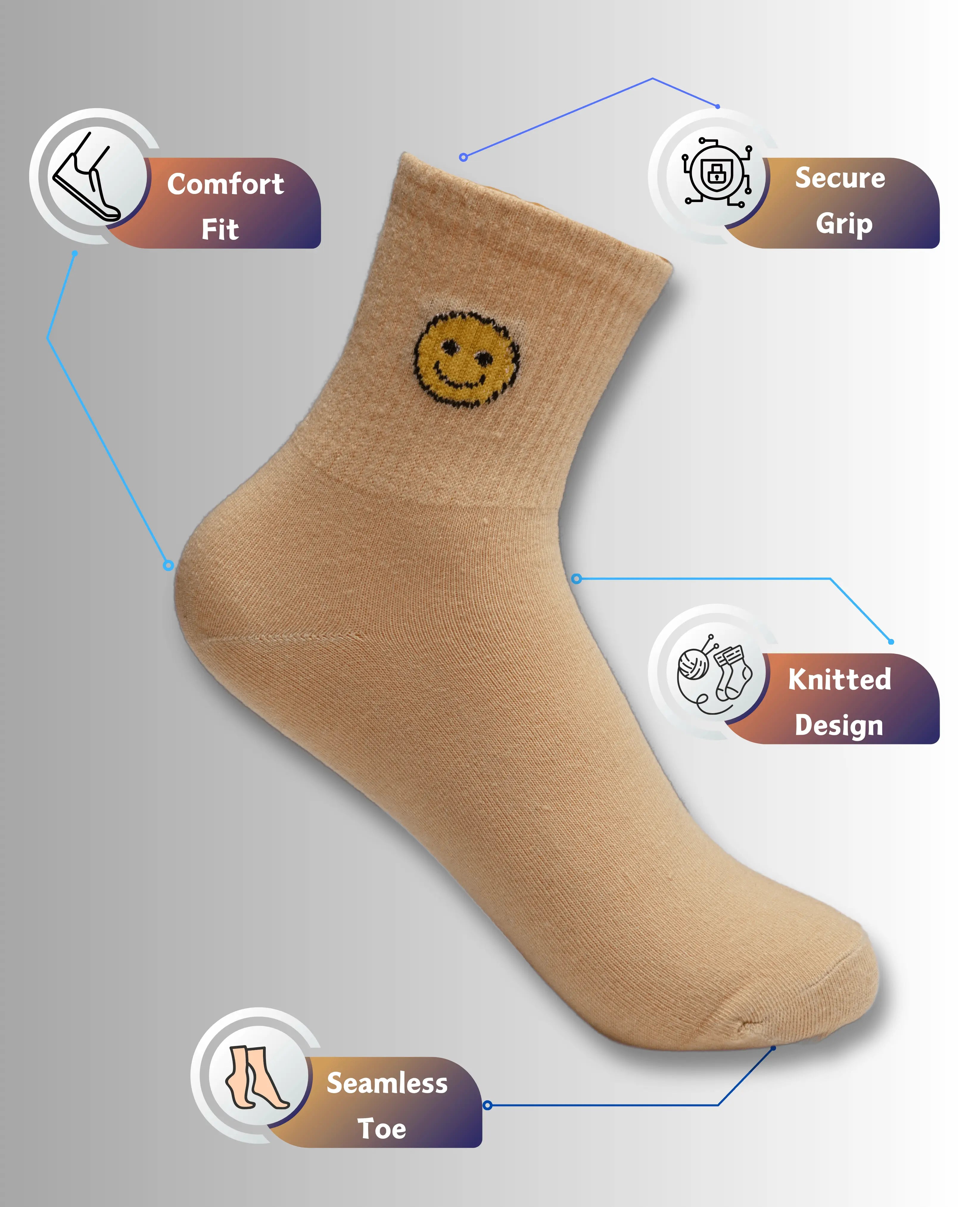 Smiley Cotton Crew Socks - Mikado