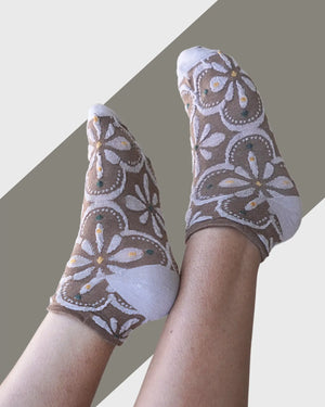 Dark Hues Knitted Ankle Socks Mikado