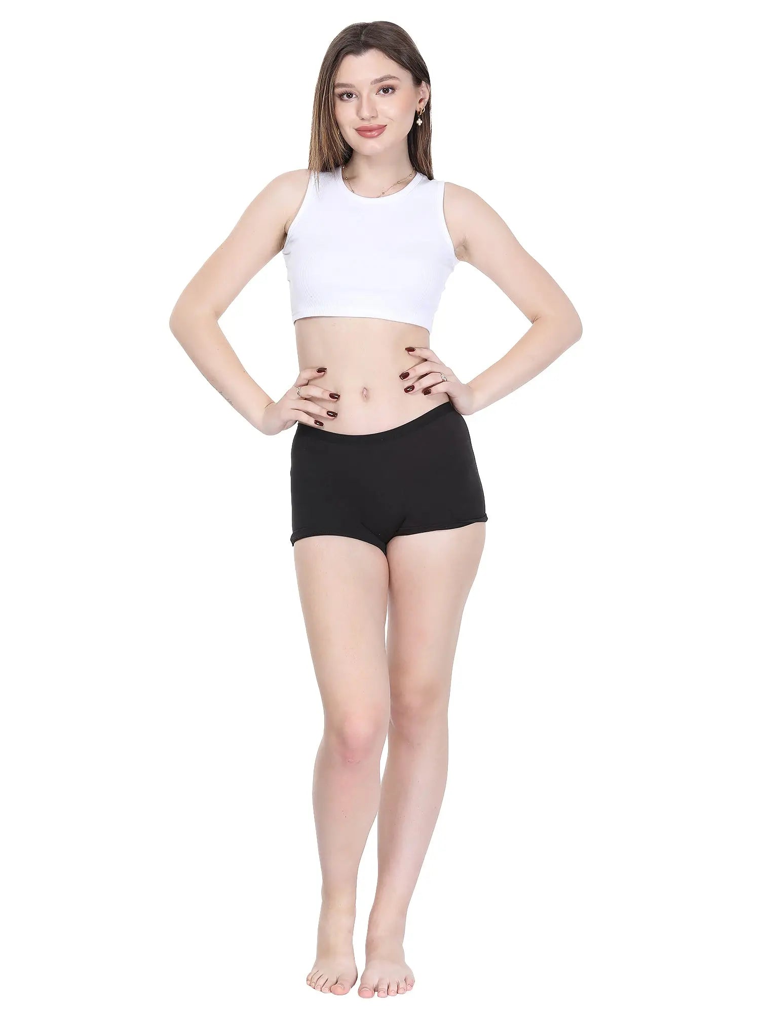 Grace 100% Cotton Mid Waisted Boyshorts- Exclusive (Pack of 3) Vancia