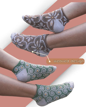 Dark Hues Knitted Ankle Socks Mikado