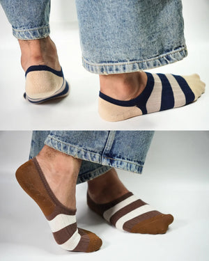 Bold Striped No-Show Socks Mikado