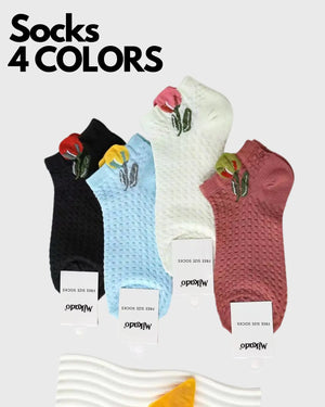 Rose Knitted Ankle Socks (4 COLORS) Mikado