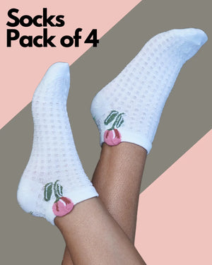 Rose Knitted Ankle Socks (4 COLORS) Mikado