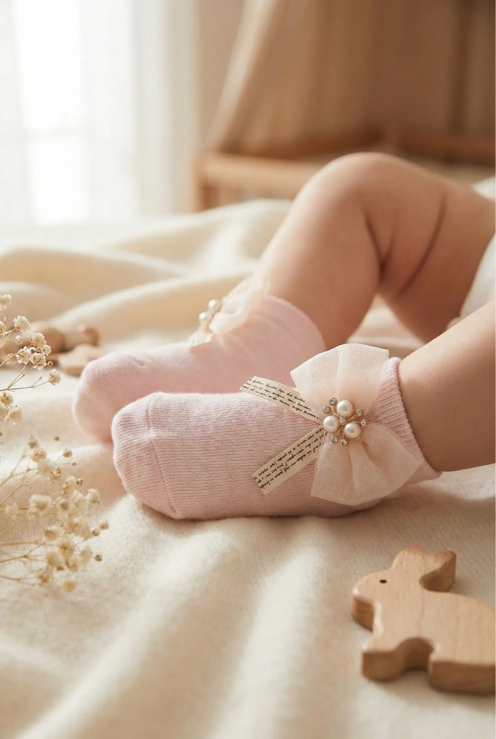 Princess Bow- organic cotton baby socks Mikado