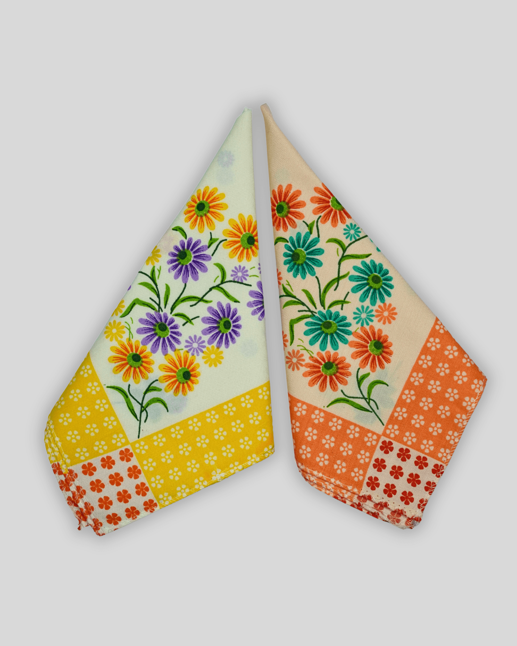 Flower Edged 100% Cotton Hanky For Women - Mikado