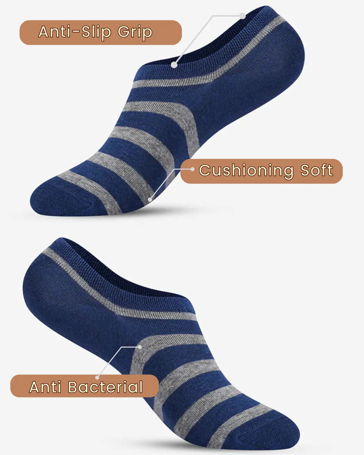 Blue striped No-Show Socks Mikado