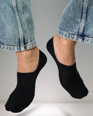 Ribbed Solid No-Show Socks (Grey, White, Black, Dark grey, Charcoal black) Mikado