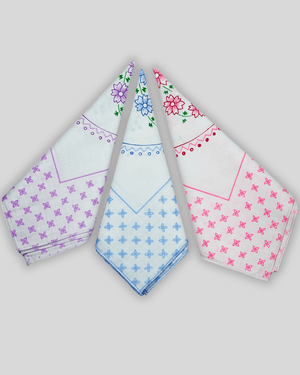Vintage Rose 100% Cotton Hanky For Women - Mikado