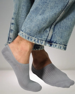 Ribbed Solid No-Show Socks (Grey, White, Black, Dark grey, Charcoal black) Mikado