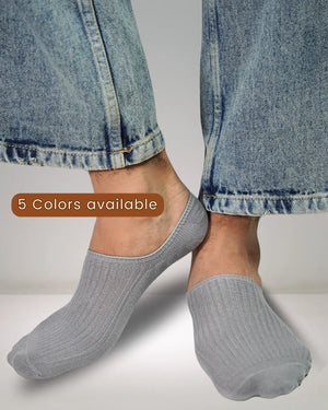 Ribbed Solid No-Show Socks (Grey, White, Black, Dark grey, Charcoal black) Mikado