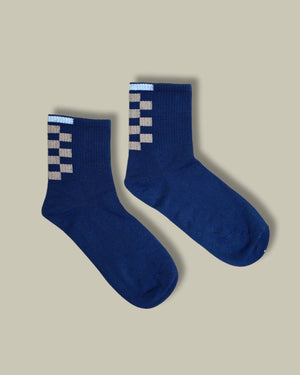 Grid Glam 100% Cotton Crew Socks Mikado