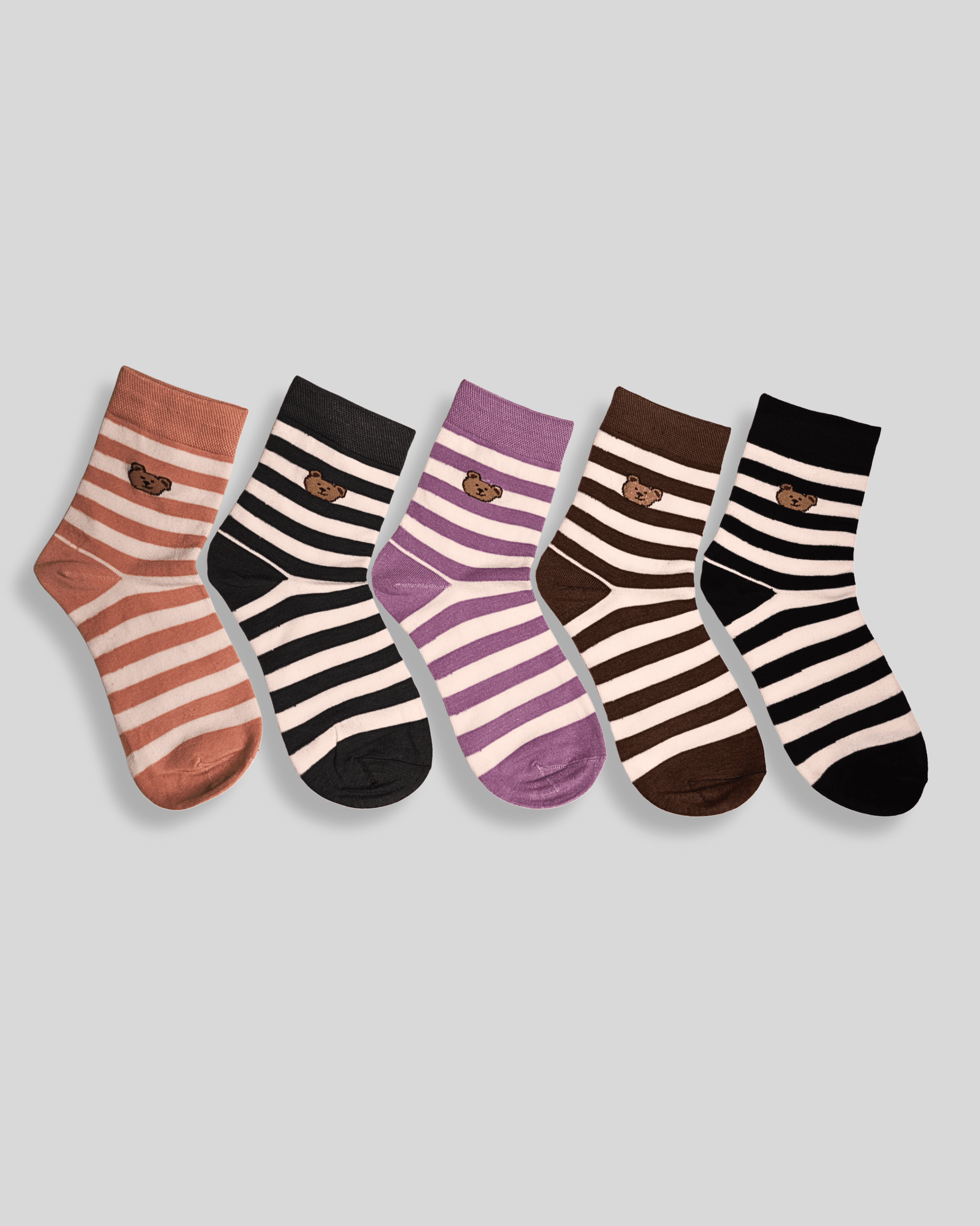 Broad Stripped Cotton Crew Socks - Mikado