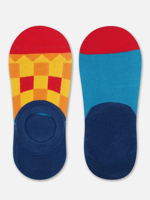 Red Block No-Show Socks Mikado
