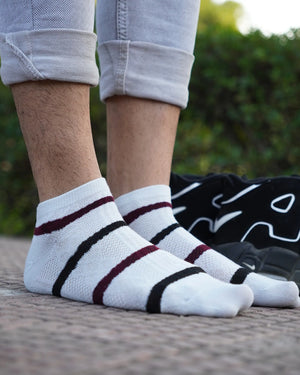 Triple Stripped Cotton Ankle Socks For Men (Pack of 3) Mikado