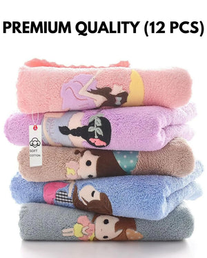 Cartoon soft hanky for kids and women (25cm X 25cm) Pack of 12 pcs Mikado