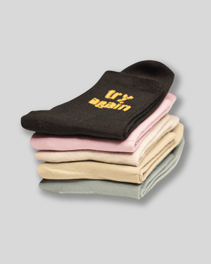 Try Again Cotton Crew Socks - Mikado