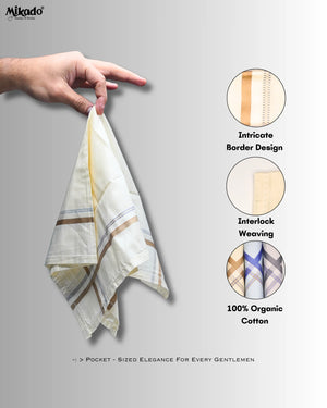 Bold Border premium coloured 100% cotton hanky for men Mikado
