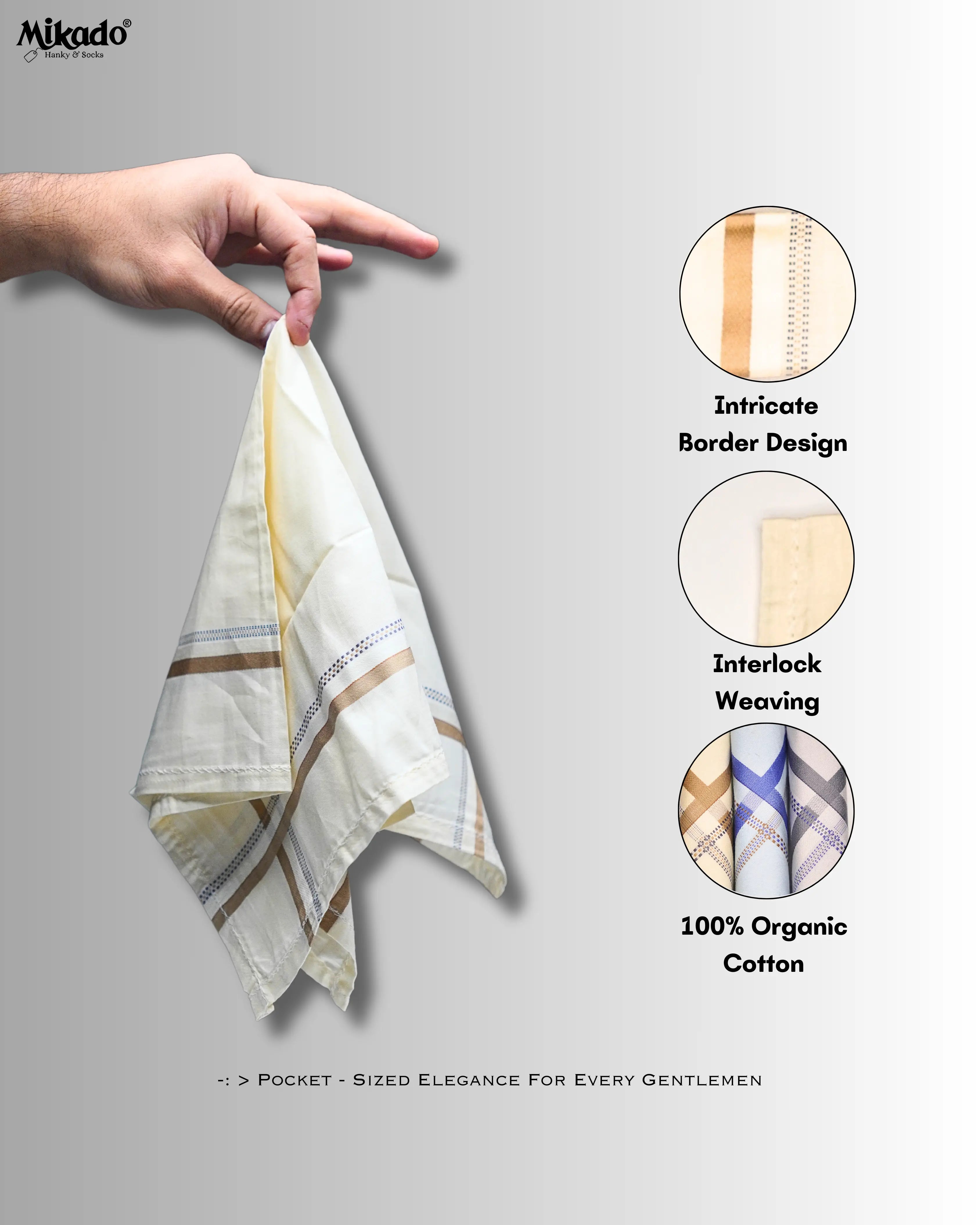 Bold Border premium coloured 100% cotton hanky for men Mikado