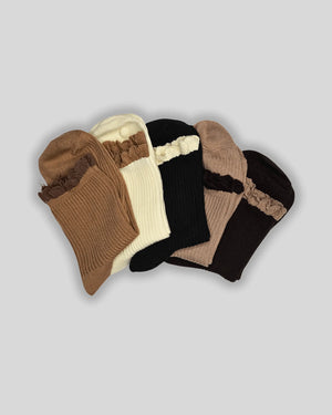 Frill Toes Cotton Crew Socks - Mikado