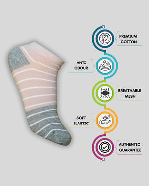 Dual Shade Cotton Ankle Socks For Women Mikado