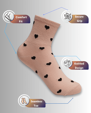 Pretty Hearts Cotton Crew Socks - Mikado