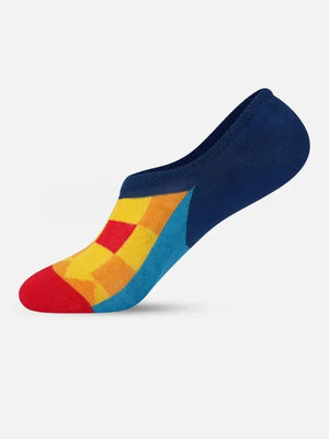 Red Block No-Show Socks Mikado
