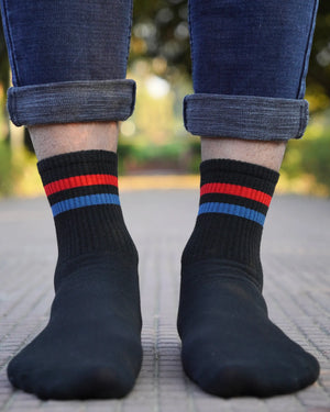 Bling Stripes Cotton Crew Socks Mikado