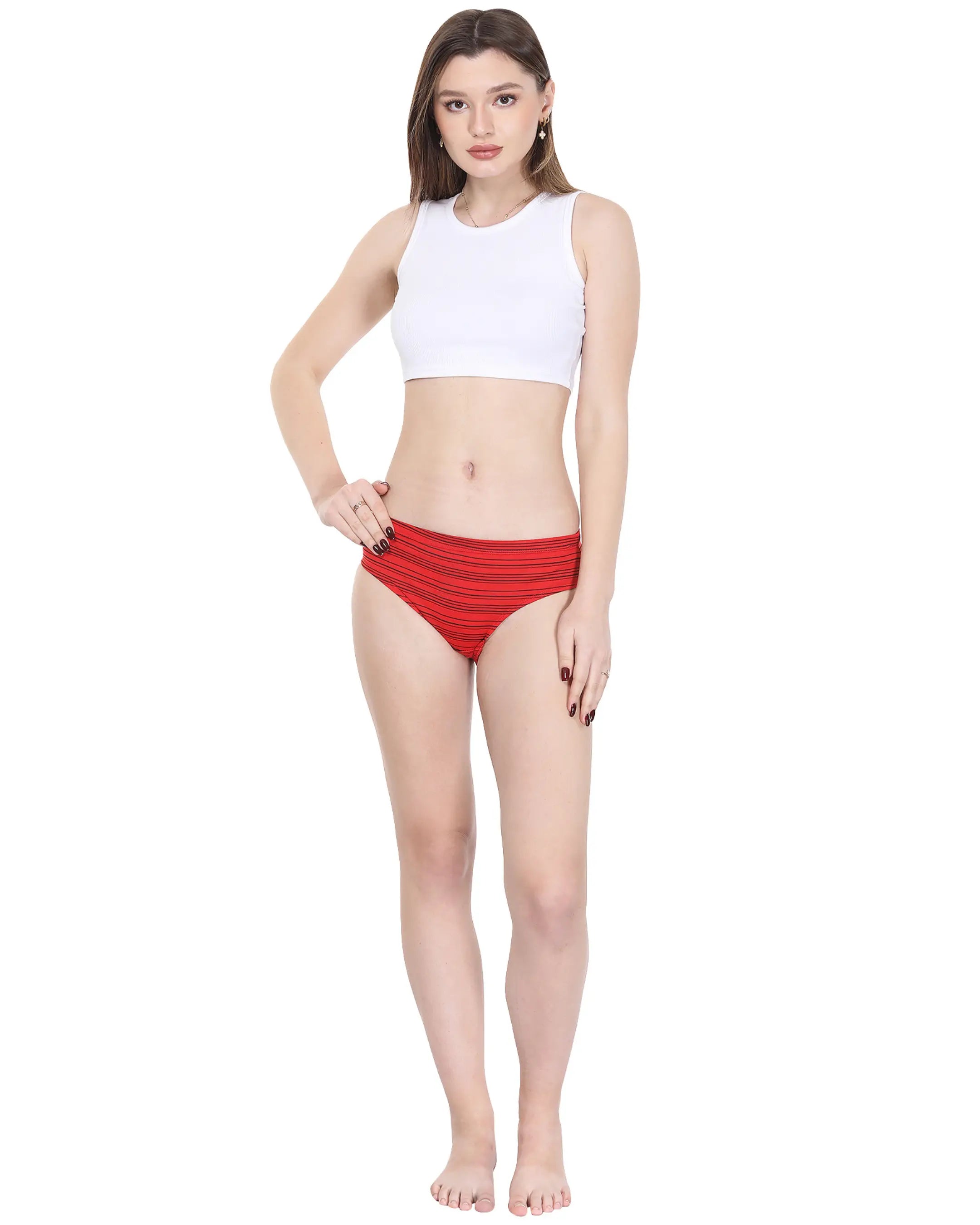 Sassy Striped Mid waist Hipster Cotton Panty (Pack of 3) Vancia