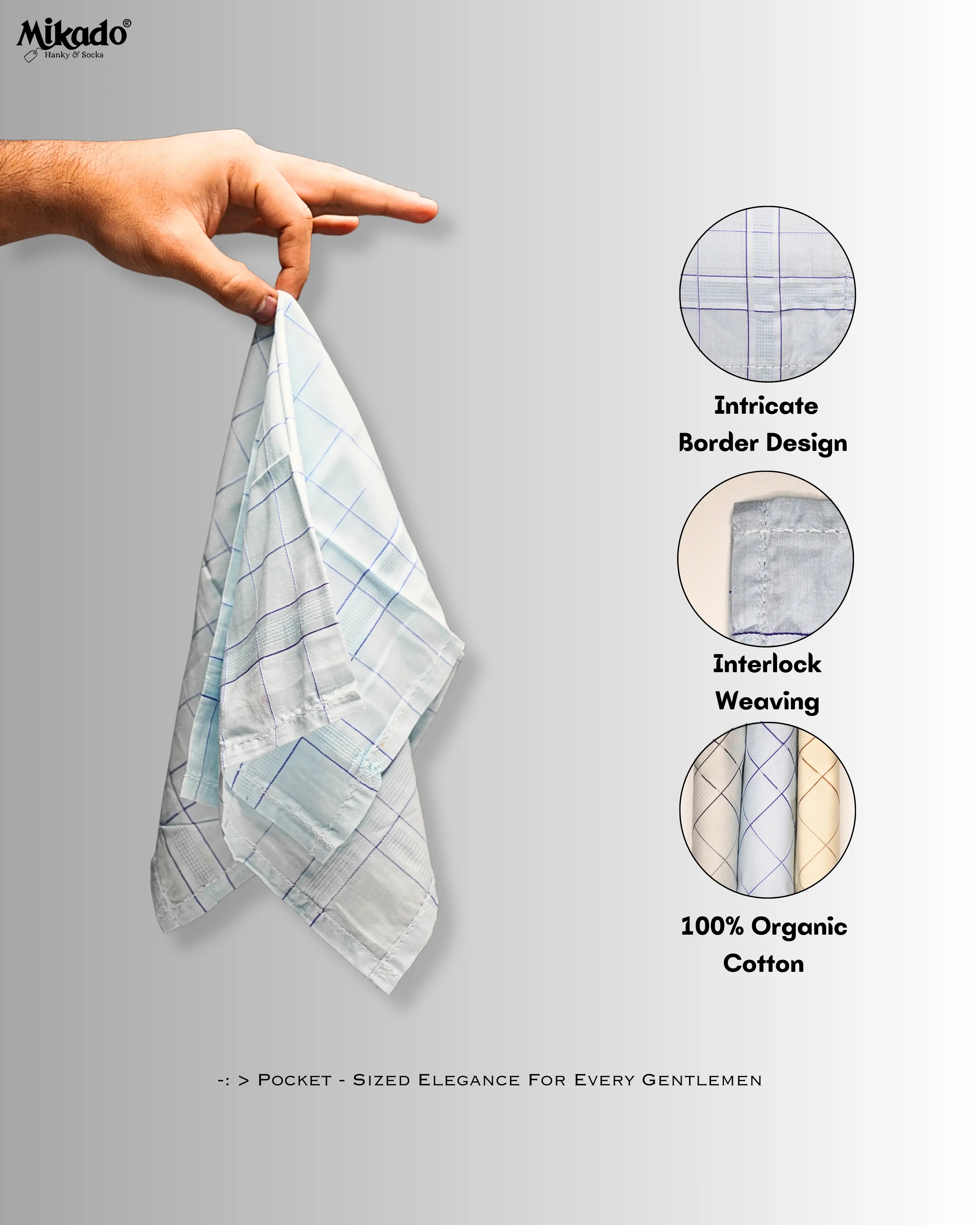 Checkered light 100% cotton handkerchief for men Mikado