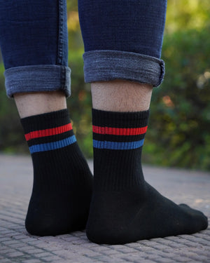 Bling Stripes Cotton Crew Socks Mikado