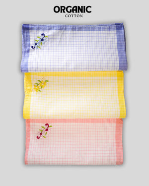 Flora-Premium Embroidery 100% Cotton Hanky (size- 30X30 cm) Mikado