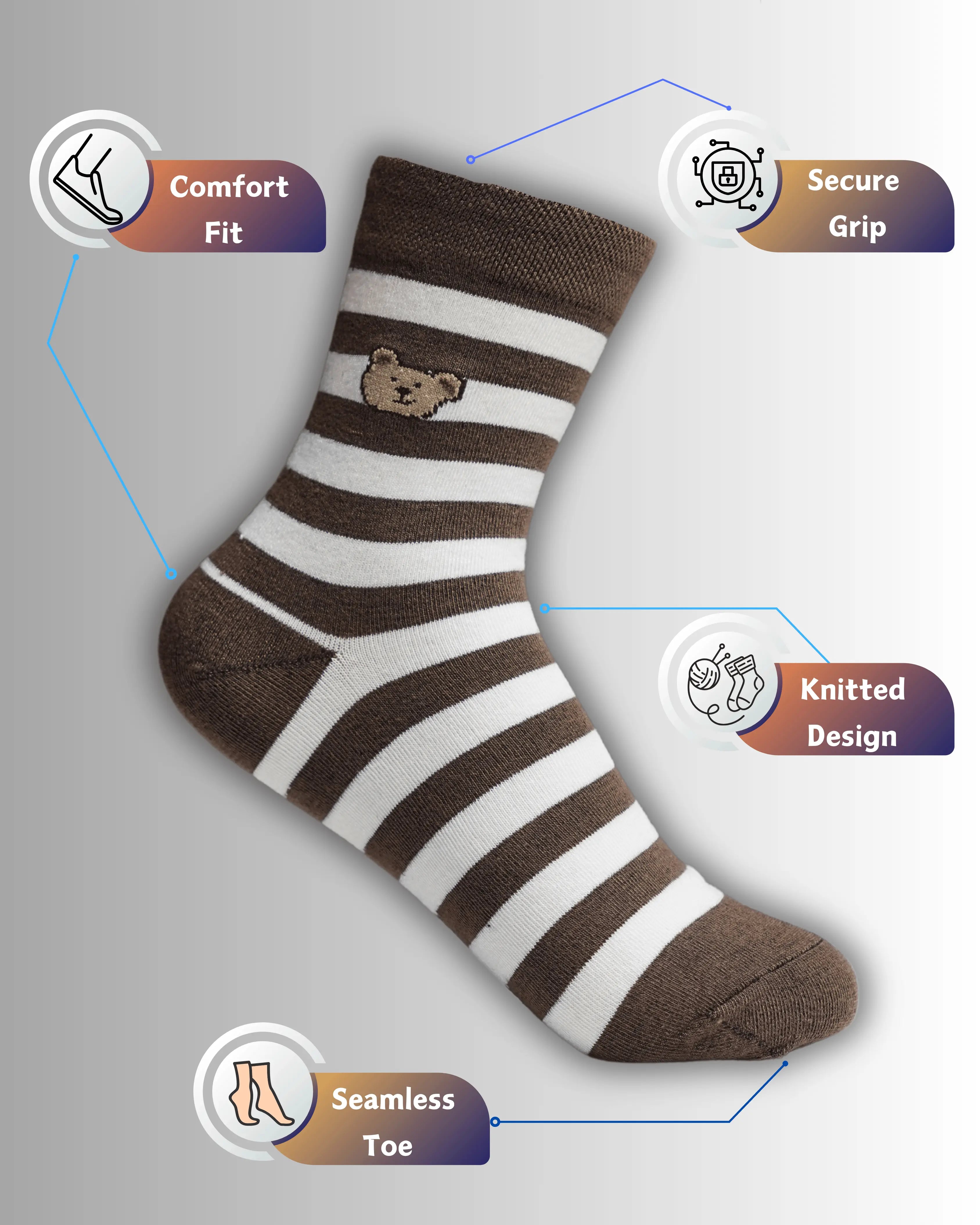 Broad Stripped Cotton Crew Socks - Mikado