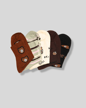 Teddy Bear Cotton Crew Socks - Mikado