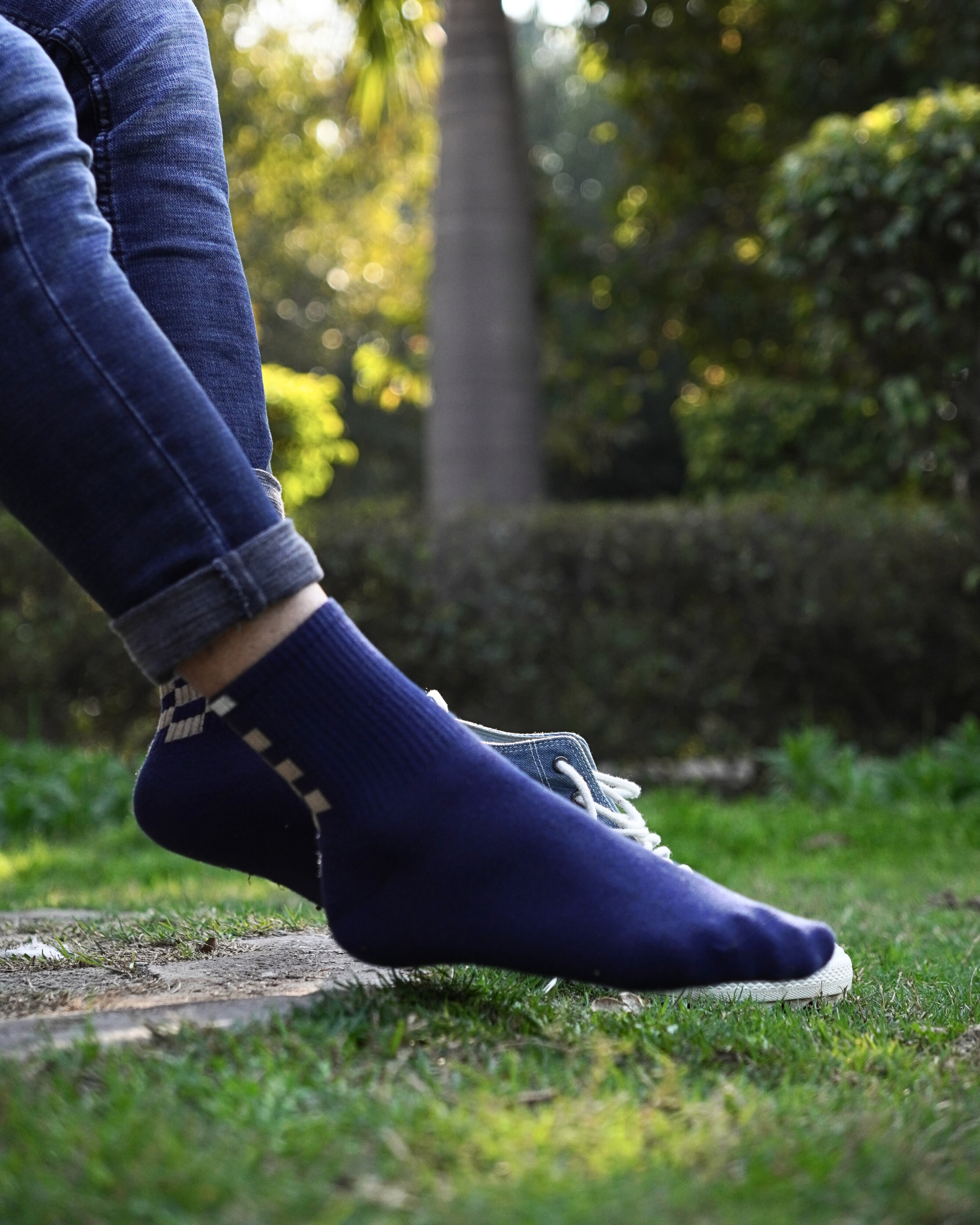 Grid Glam 100% Cotton Crew Socks