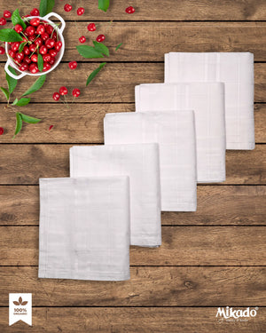 White to white Premium 100% Mercerised cotton Men’s Hanky Mikado