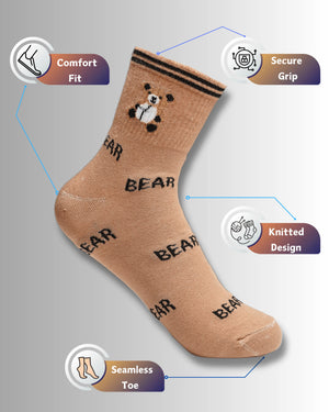 Bear Ribbed Cotton Crew Socks - Mikado