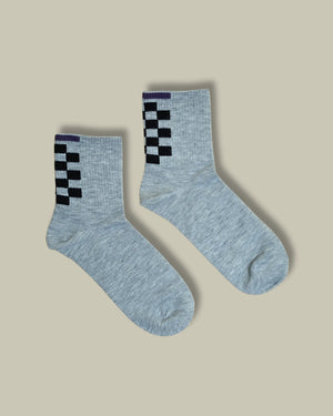 Grid Glam 100% Cotton Crew Socks Mikado