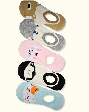 Cute Cotton animal print no-show socks Mikado