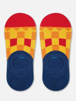 Red Block No-Show Socks Mikado