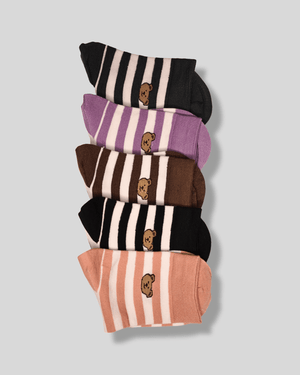 Broad Stripped Cotton Crew Socks - Mikado