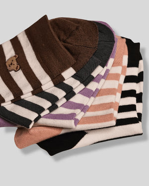 Broad Stripped Cotton Crew Socks - Mikado