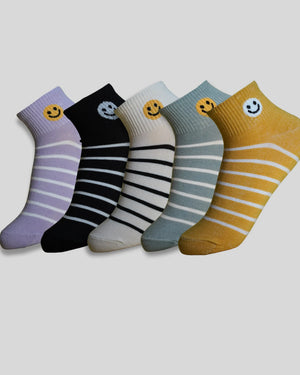 Smile Cotton Ankle Socks For Women Mikado