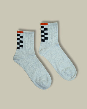Grid Glam 100% Cotton Crew Socks Mikado