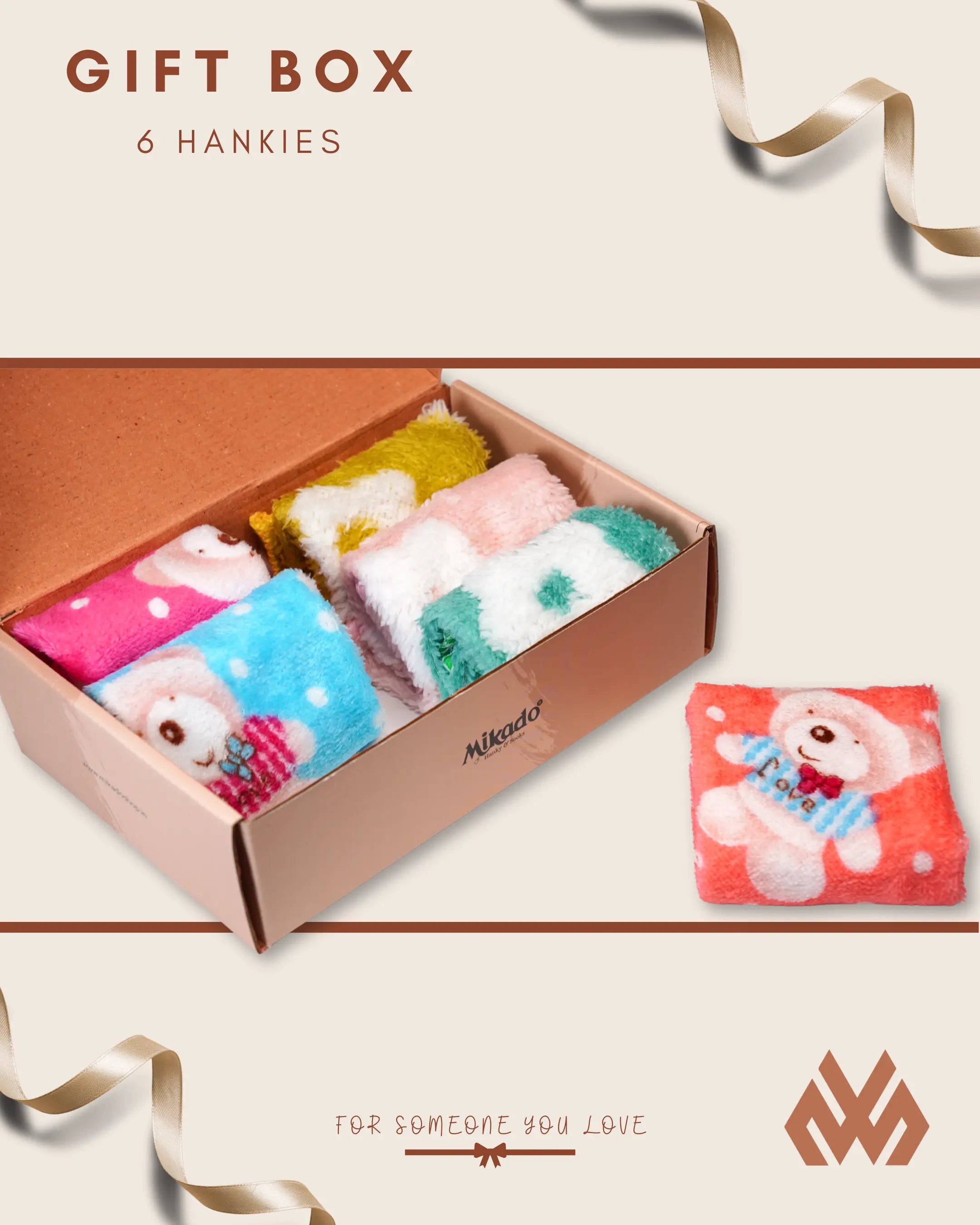 Teddy Flower Premium Hanky For Women & Kids Mikado