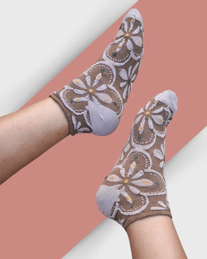Dark Hues Knitted Ankle Socks Mikado