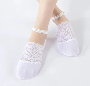 Lacey Designer socks for heels and bellies | 4 Colors | Pack of 4 pairs Mikado