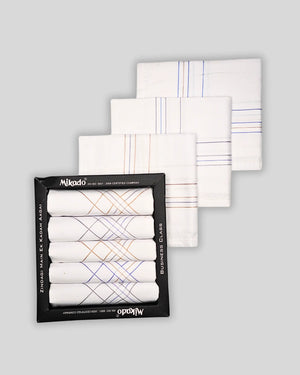 Classic white border 100% cotton hanky for men Mikado