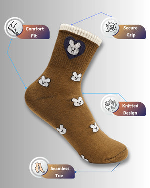 Bunny Ripped Cotton Crew Socks - Mikado