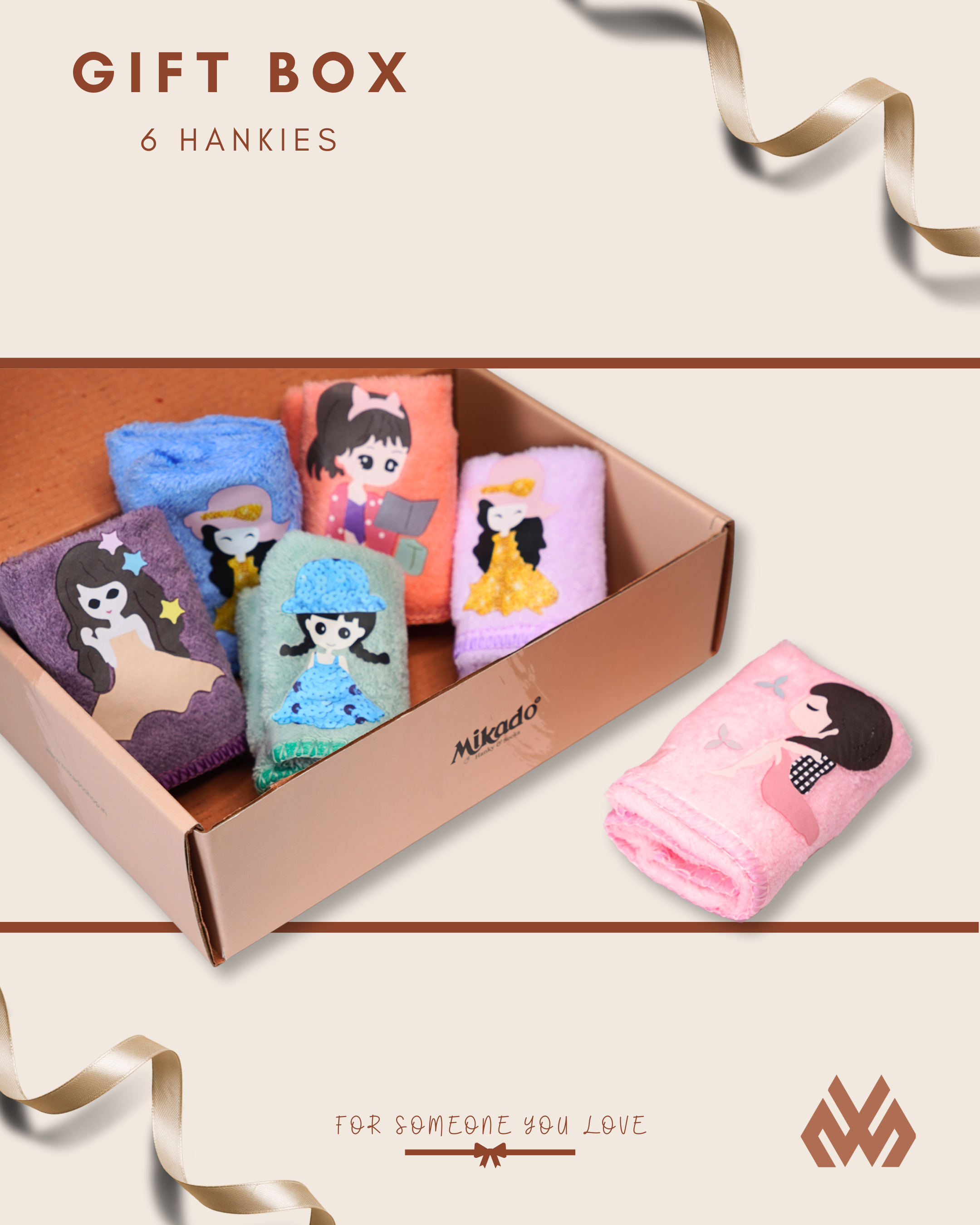 Cute Cartoon Design Hanky - Gift Box